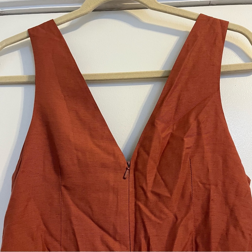 ASOS Rust Orange V-Neck Mini Dress sleeveless NWT women’s size 4 linen blend - Picture 5 of 8